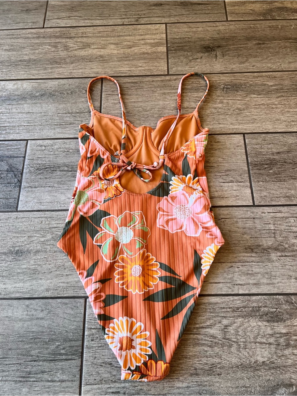 Roxy Women's Love the Muse Ribbed One-Piece Swimsuit Small, Orange Coral - Picture 8 of 13